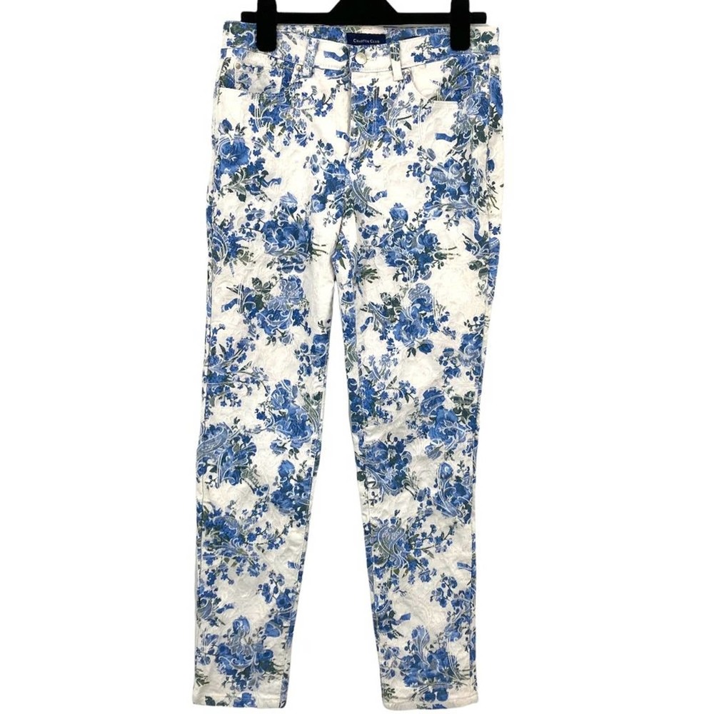 Charter Club Blue Floral Bristol Skinny Ankle Jeans